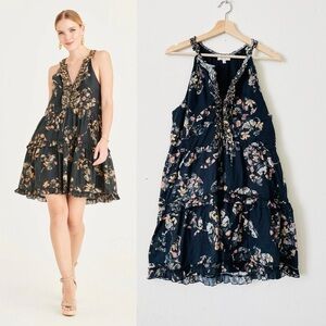 Super Natural by Secret Mission LARGE Isabel tiered black sleeveless dress